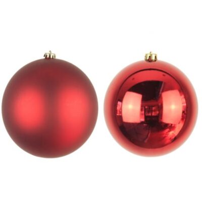 Christmas Tree World 20Cm Red Bauble Set Shiny/Matte (12 Pc)  Large Christmas Baubles