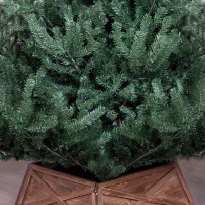 Christmas Tree World Natural Brown Large Wooden Trapezoid Christmas Tree Skirt  Tree Skirts & Surrounds