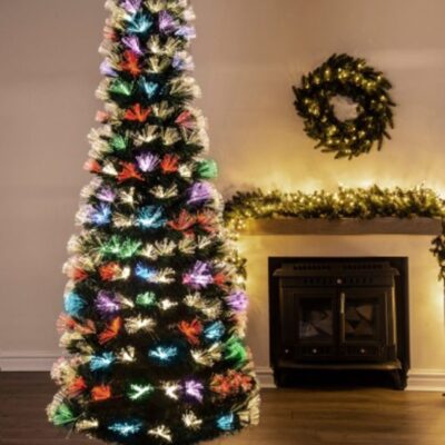 Christmas Tree World The 7Ft Vesuvius Fir Fibre Optic Christmas Tree  7 Foot Pre Lit Christmas Trees