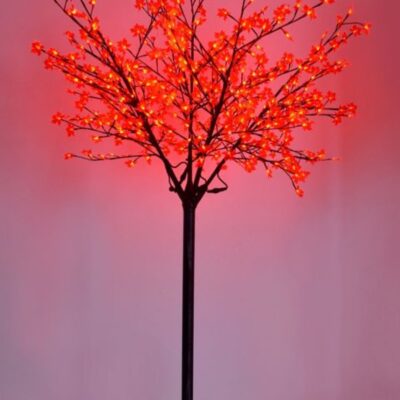 Christmas Tree World The 2.5M/8.2Ft Red Led Maple Leaf Led Blossom Tree  Outdoor Artificial Trees