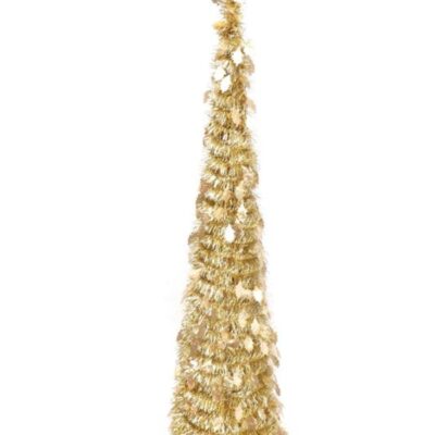 Christmas Tree World The Slim Gold Tinsel Pop Up Christmas Tree  Slim Christmas Trees