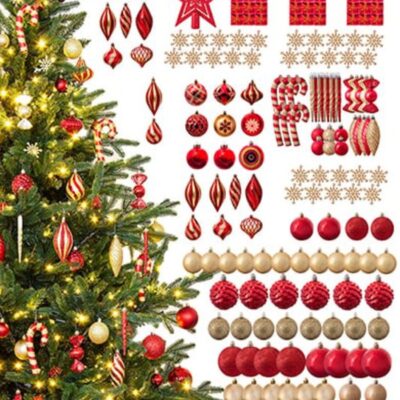 Christmas Tree World The 212Pc Full Heavy Coverage Bauble Set (Choose Colour For 8Ft Trees)  Medium Christmas Baubles