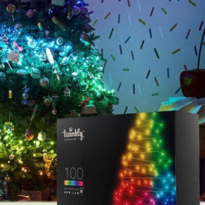 Christmas Tree World Twinkly Strings 100 Rgb Lights String, Black Wire, Plug Type G  Twinkly Lights