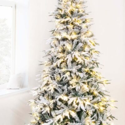 Christmas Tree World The 9Ft Pre-Lit Snowy Alpine Tree Warm White  9 Foot Pre Lit Christmas Trees