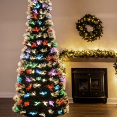 Christmas Tree World The 8Ft Vesuvius Fir Fibre Optic Christmas Tree  8 Foot Pre Lit Christmas Trees