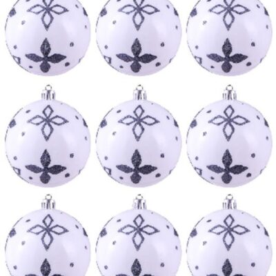 Christmas Tree World 10Cm Hand Painted Shatterproof Bauble Design 19 (9 Pack)  Medium Christmas Baubles