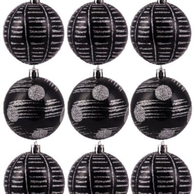 Christmas Tree World 10Cm Hand Painted Shatterproof Bauble Design 6 (9 Pack)  Medium Christmas Baubles