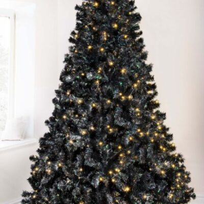 Christmas Tree World The Pre-Lit Black Iridescence Pine Tree With Warm White Lights (6Ft To 7Ft)  Bushy Christmas Trees