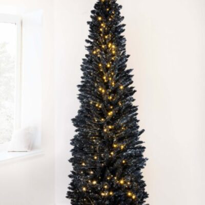 Christmas Tree World The Pre-Lit 5Ft Black Italian Pencilimo Tree  Slim Christmas Trees