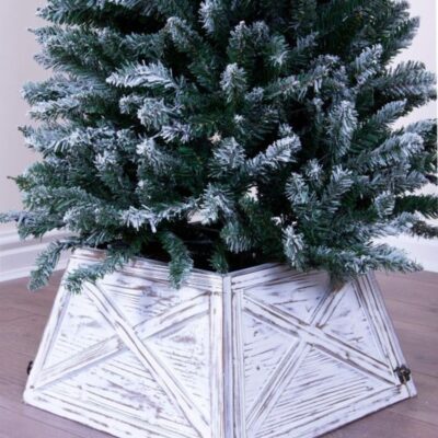 Christmas Tree World Wooden Christmas Tree Skirt In 3 Colours (For 4Ft-6Ft Trees – Tight Fit)  Ultra Realistic Christmas Trees