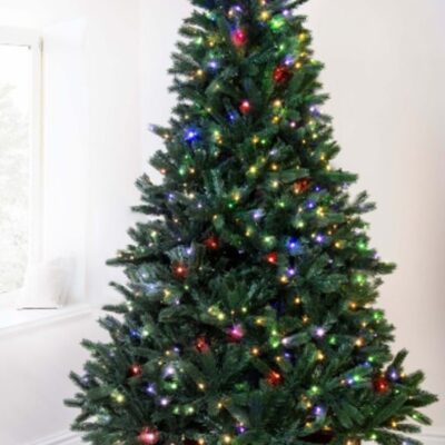 Christmas Tree World The 8Ft Ultra Devonshire Fir Pre-Lit With Warm White/Multicoloured Colour Change Leds  Large Commercial Christmas Trees