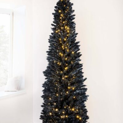 Christmas Tree World The Pre-Lit 4Ft Black Italian Pencilimo Tree  4 Foot Pre Lit Christmas Trees