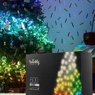 Christmas Tree World Twinkly Strings 600 Rgb+W Lights String, Black Wire, Plug Type G  Twinkly Lights