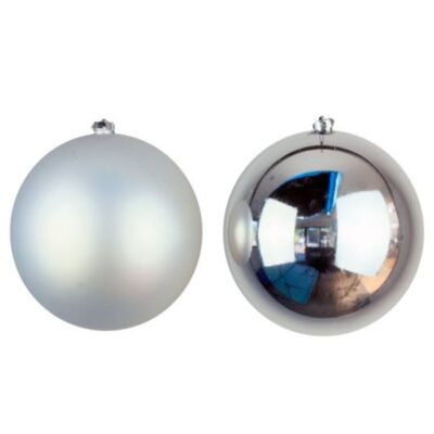 Christmas Tree World 20Cm Silver Bauble Set Shiny/Matt (12 Pc)  Large Christmas Baubles