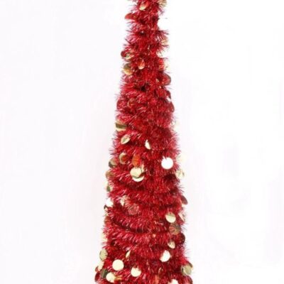 Christmas Tree World The Slim Red Tinsel Pop Up Christmas Tree  Slim Christmas Trees