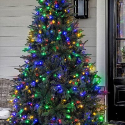 Christmas Tree World 200Cm Pre-Lit Outdoor Woodland Pine Tree – Multicolour  Ultra Realistic Christmas Trees