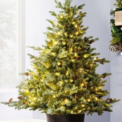 Christmas Tree World The 4Ft Pre-Lit Cairngorm Pine Potted Tree (Indoor/Outdoor)  Ultra Realistic Christmas Trees