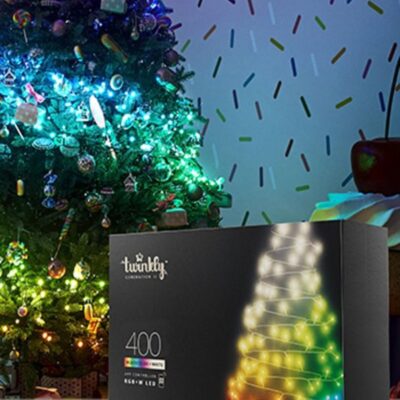 Christmas Tree World Twinkly Strings 400 Rgb+W Lights String, Black Wire, Plug Type G  Twinkly Lights