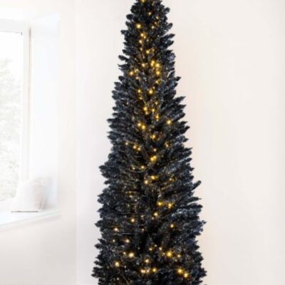 Christmas Tree World The Pre-Lit Black Italian Pencilimo Tree  Slim Christmas Trees